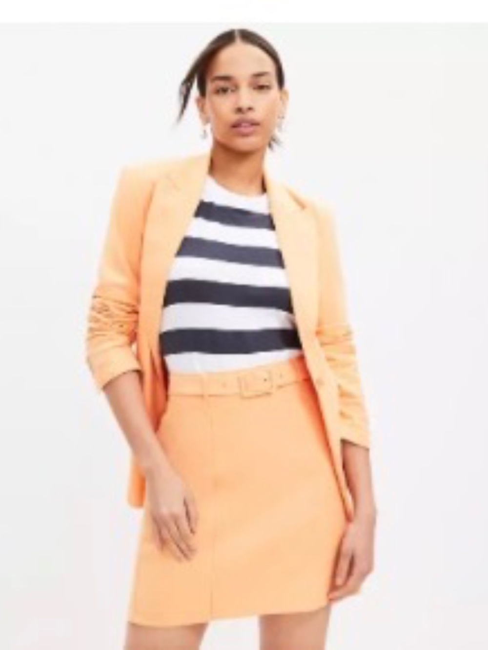 NWT Loft Orange Creamsicle Belted Skirt